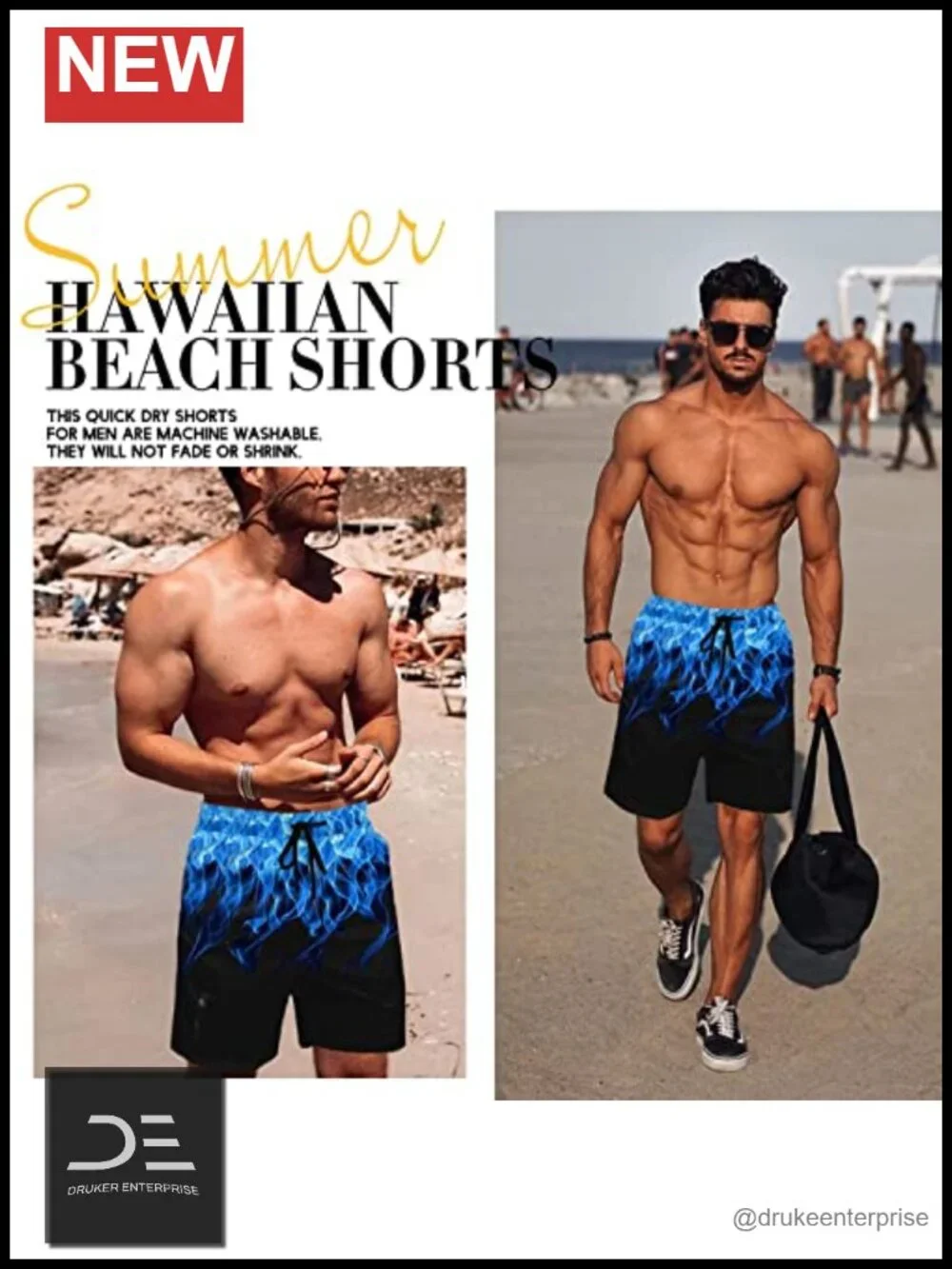 Men's Swim Trunks Mesh Lining Board Shorts Hawaiian Bathing Suit